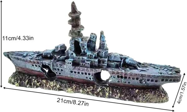 YOYIAG Fish Tank Aquarium Shipwreck Decoration Resin Aquarium Sunken Ship Ornament Fish Tank Aquarium Shipwreck Decoration Fish Tank Accessory, Simulation Shipwreck Ornament for Aquarium, Fish Tank - Image 2