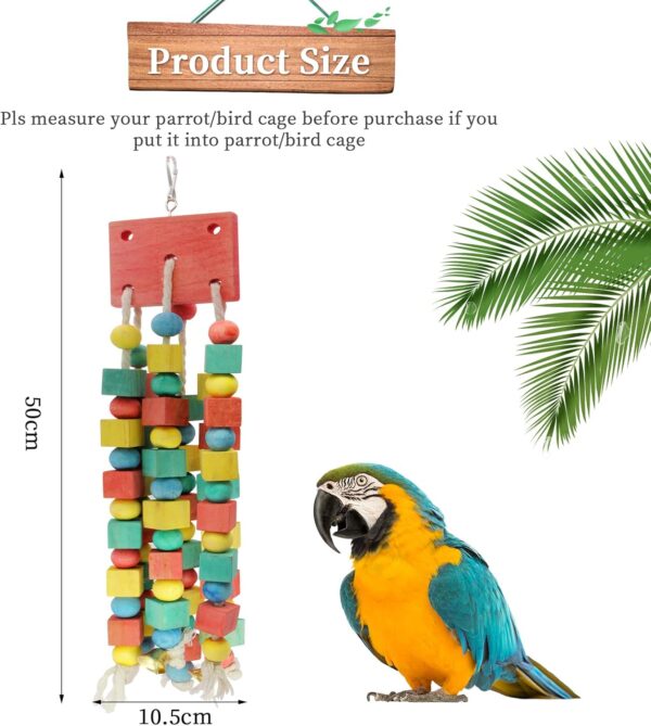 MQUPIN Newest Bird Chewing Parrot Toys,Parakeet Cage Bite Toys,Hanging Chewing Multicolored Wooden Blocks Tearing Budgie Toys for Small Parrots Cockatiels African Grey Parrot Toys(Colorful) - Image 8