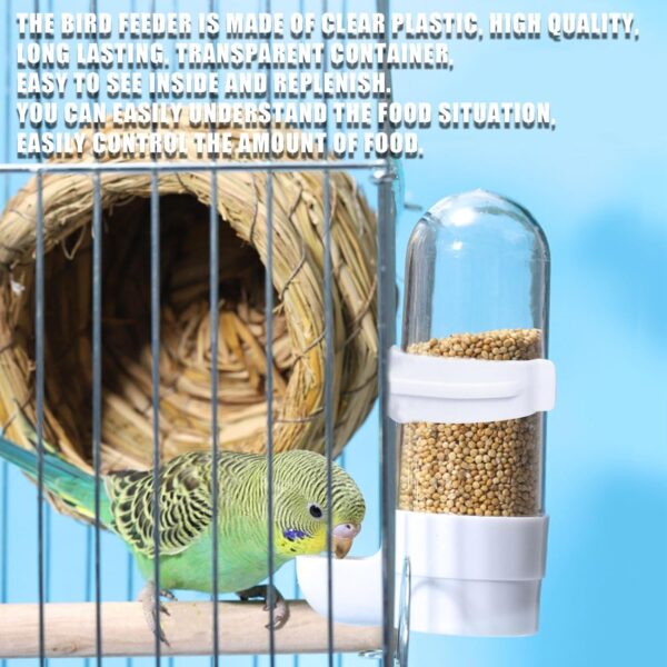 Bird Feeder Bird Water Feeder,2PCS Automatic Bird Water Dispenser for Cage,Bird Water Bottle Drinker Food Seed Dispenser Cage Accessories for Parrots Budgie Lovebirds Parakeet Cockatiel,90ML - Image 4