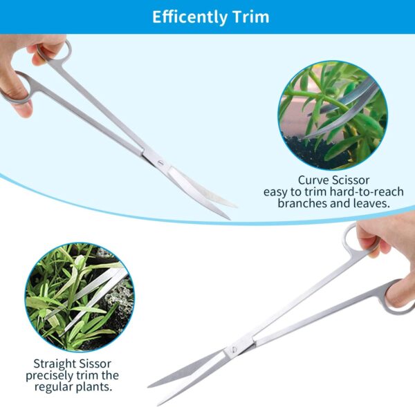 PETTOM Aquascaping Tool Set - Aquatic Plant Tweezer Scissor Substrate Spatula Aquarium Scraper 5 in 1 Stainless Steel Fish Tank Starter Kit & Aquarium Tank Plant Kit - Image 3