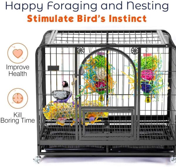 DTnewsun Bird Chewing Toys Foraging Shredder Toy Parrot Cage Shredder Toy Bird Loofah Toys Foraging Hanging Toy for Cockatiel Conure African Grey Parrot (Bird toy) (Bird toy) - Image 2