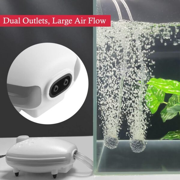 PYPABL 3W Aquarium Air Pump, 300L/H Silent Adjustable Fish Tank Bubbler, Powerfu Oxgen Pump for 1-450L Fish and Turtle Tank - Image 6