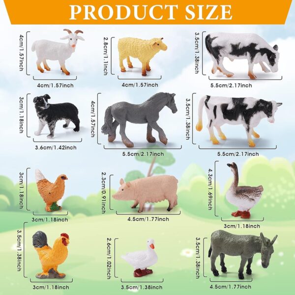 12 Pieces Farm Animal Toys, Mini Farm Animal Figurines Realistic Jungle Farm Animal Figurines Safari Animals Figures Little People Farm for Easter Egg Fillers Birthday Animal Themed Party Supplies - Image 2