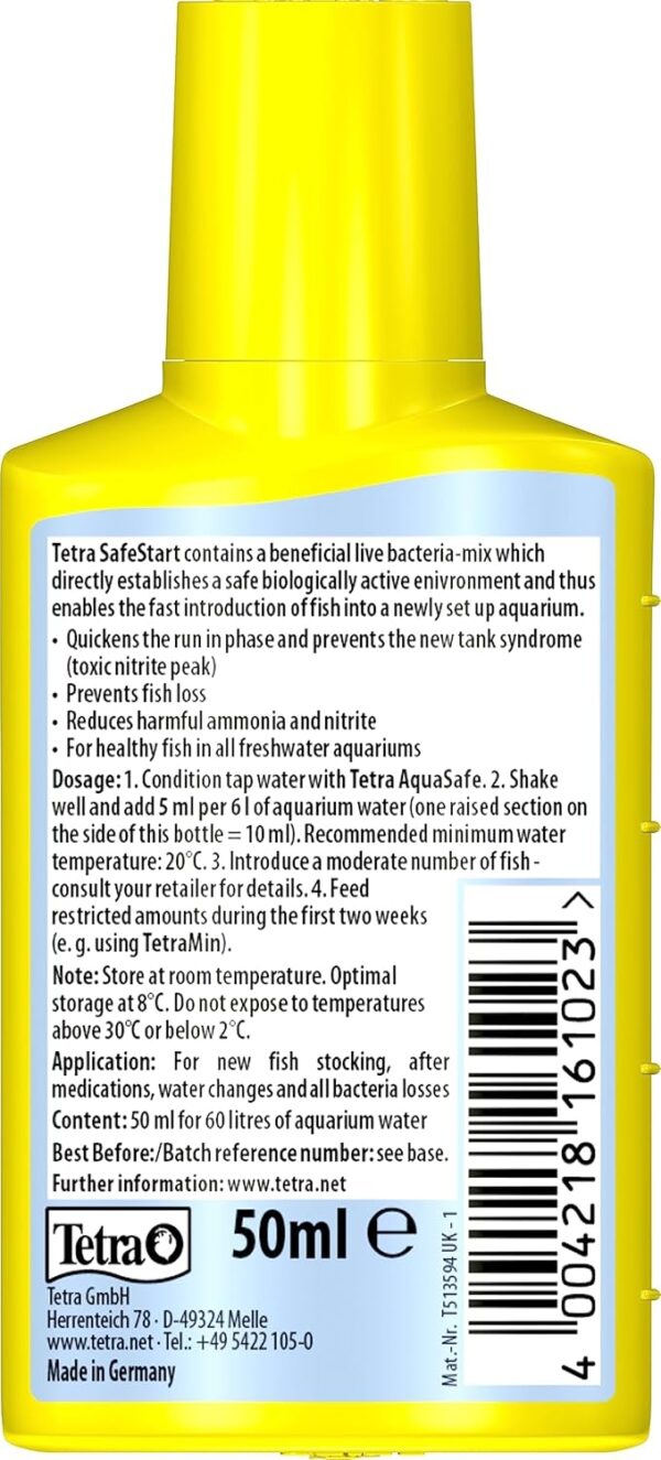 Tetra SafeStart Aquarium Starter - with live nitrifying bacteria, allows the rapid introduction of fish in an aquarium, 50 ml bottle. - Image 2