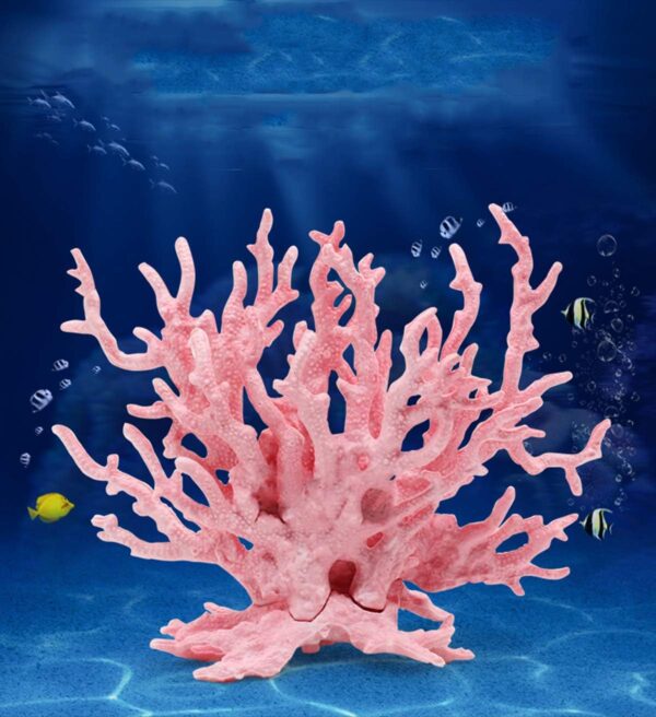 Saim Plastic Coral Aquarium Plant Aquascaping 5.5" Height Light Pink - Image 2