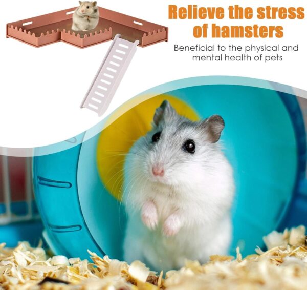 Fowybe Hamster Stand Platform - Safe PVC Play Gym with Ladder,Pet Supplies Small Animal Habitat Decor for Hamsters, Hedgehogs, Squirrels, Gerbils, Chinchillas, Parrots, Chipmunks - Image 5