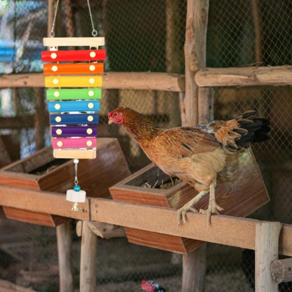 MEISH Chicken Xylophone Toy Suspensible Wood Musical Toy Bird Chewing Toys Bird Cage Pecking Toy Accessories for Chicken Bird - Image 4