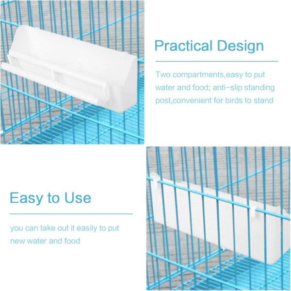 Fulushou 3 PCS Bird Feeder Bird Food And Water Cup Plastic 2 Compartments Bird Hanging Bowl Bird Waterer Cage Accessories For Parrots Budgie Cockatiel Pigeon Bird White - Image 4