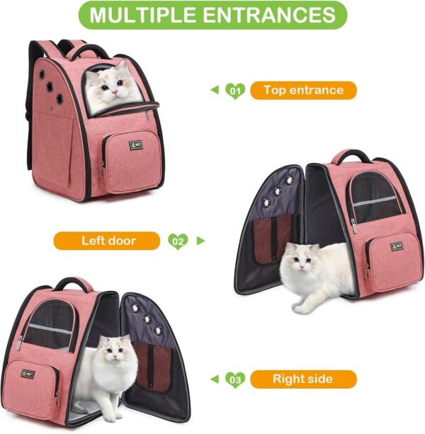 ALLSOPETS Cat Carrier Dog Backpack Foldable Rucksack with Super Ventilated Design Inner Safety Strap Pet Travel Carrier for Puppy Dogs Small Animals Pink - Image 2