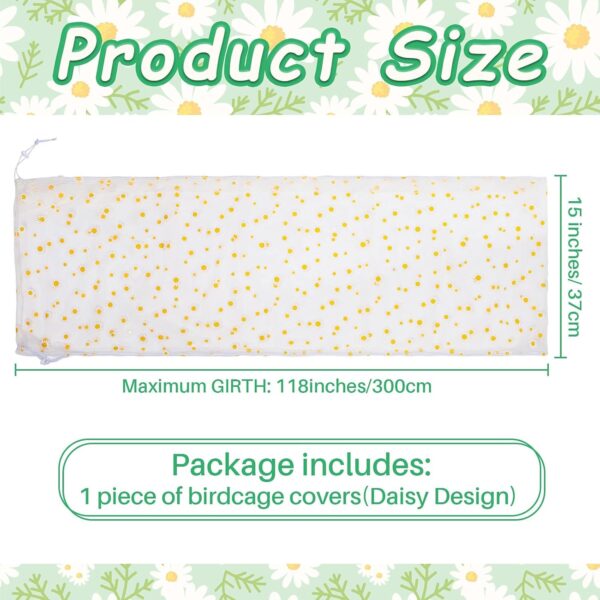 Shappy Large Bird Cage Cover Bird Cage Seed Catcher Bird Cage Liner Netting Bird Cage Accessories Skirt Guard Birdcage,adjustable Nylon Mesh Net for Parrot Parakeet Macaw(White Daisy, X-Large) - Image 2