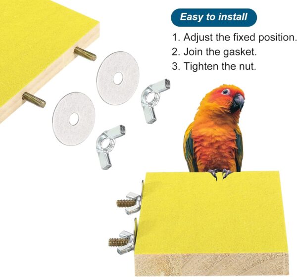 PATIKIL Bird Perch Stand Platform, Parrot Stand Platform Playground Paw Grinding Clean for Parakeet Cockatiel Cage Accessory, Yellow - Image 3