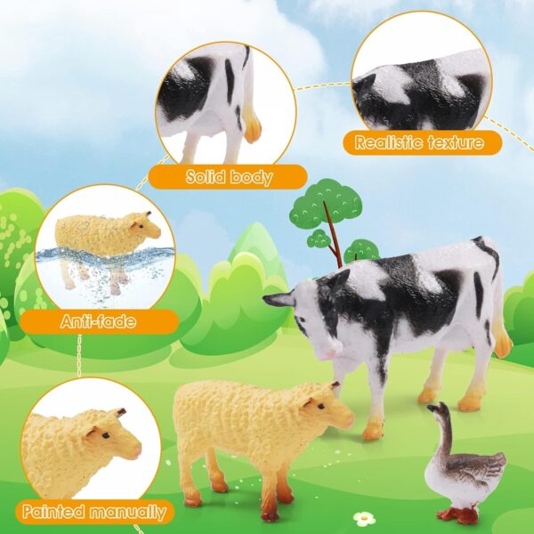 12 Pieces Farm Animal Toys, Mini Farm Animal Figurines Realistic Jungle Farm Animal Figurines Safari Animals Figures Little People Farm for Easter Egg Fillers Birthday Animal Themed Party Supplies - Image 4