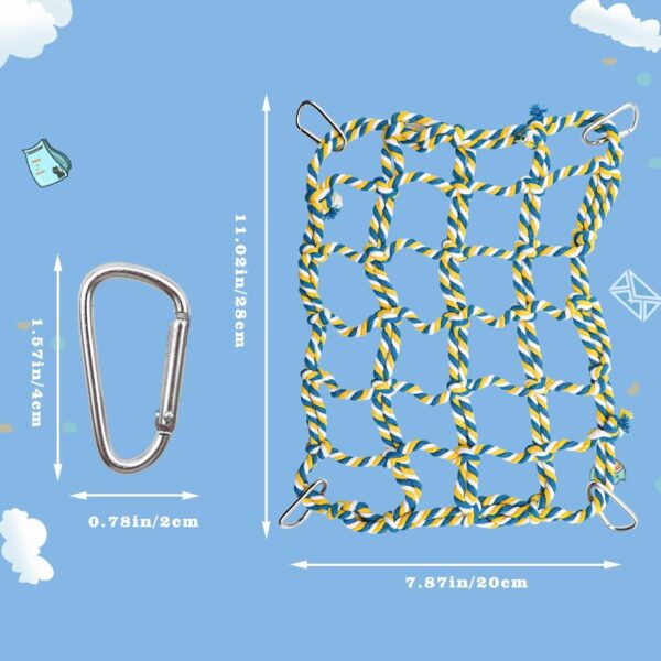 2 Pack Colorful Bird Rope Net, Rat Climbing Rope Net, Pet Hanging Hammock, Bird Ladder Rope Bridge, Small Animal Rope Net Toy, Cage Decor Accessories for Rat Hamster Bird Ferret - 28 × 20 cm - Image 6
