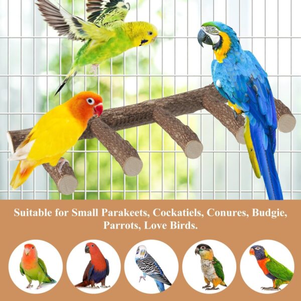 Parrot Wood Stand for Cage, 12.2Inch Length Parrot Wood Perch, Natural Bird Cage Ladder for Small Medium Parrot, Conures, Hamster, Parakeets, Cockatiels - Image 7