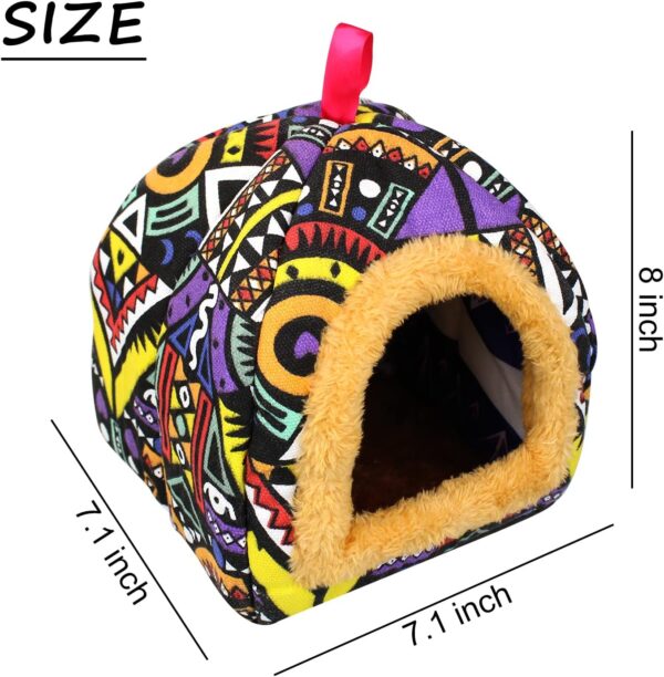 Andiker Guinea Pig Cave Bed, Small Animal Bed with Graffiti Printed Canvas and Plush Fluffy inside, Cozy Small Pet Hideout for Guinea Pig, Hamster, Hedgehog, Syrian Hamsters, Chinchilla (Geometric) - Image 3