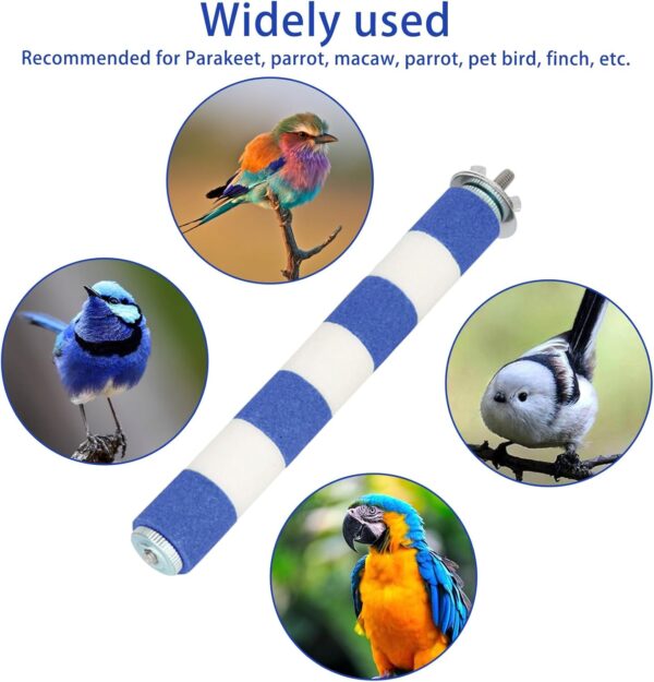 Parrot Perch, 20cm Budgie Perch Sandstone Parrot Perches for Cage Blue Bird Platform Stand Paw Grinding Stick Aviary Accessories for Training Conure Budgie Cockatiel - Image 3
