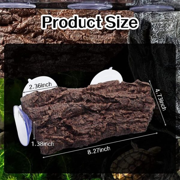 hisunfarm Turtle Floating Basking Platform Aquarium Decorations Decor Artificial Bark with Suction Cups for Tortoise Climbing Platform Resting Terrace Step (Rock Brown) - Image 2