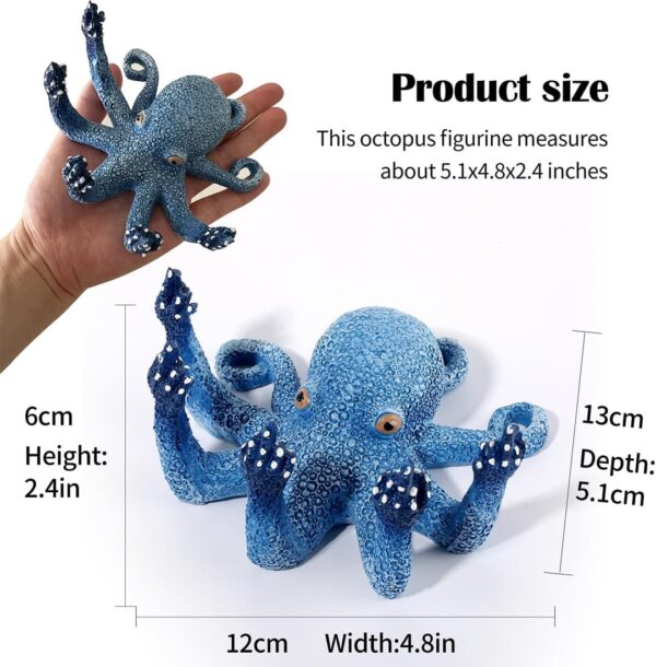 Voyyphixa Octopus Aquarium Decorations Glow Fish Tank Decorations Aquarium Accessories for All Kinds of Fish and Aquatic Pets Resin Decorative Octopus Sculpture Garden Decor Ornaments (Blue Octopus) - Image 2