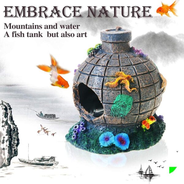 ANMOO Fish Tank Aquarium Decorations, Aquarium Ornament Landscape Decorations Hollow Cave Stone for Fish Tank Decoration 1PCS ceramic fish tank decoration handicraft - Image 6