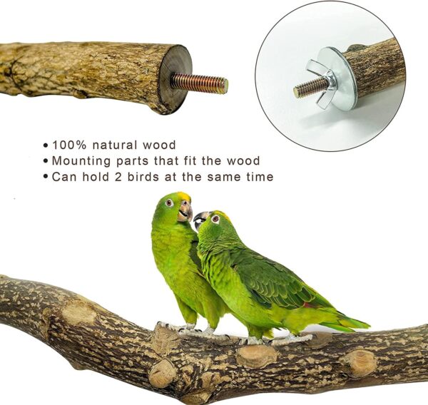 5 PCS Bird Parrot Perches for Cage 9.84 inches Natural Wood Perch Platform Stand for Parrots Birds Cage Parakeets Cockatiels Conures Cages Accessories (5 PCS) - Image 5