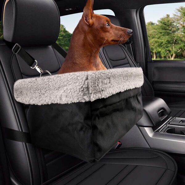 Dog Booster Car Seat, for Small and Medium Pets Up to 8kg, with Clip On Safety Lead, Elevated Pet Booster Seat - Image 7