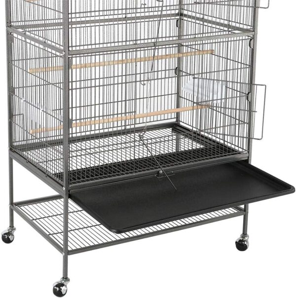 Yaheetech 132cm Large Parrot Bird Cage for Cockatiel Lovebird Durable Frame With Perch Stand and Wheels Black - Image 7