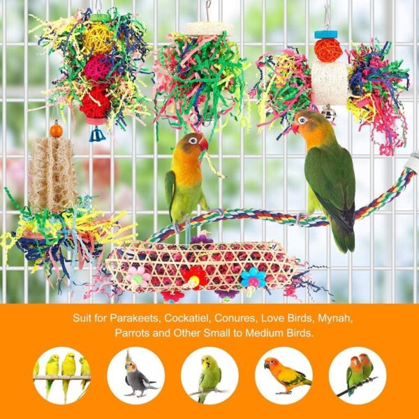 Bird Toys Parakeet Toy Chewing Shredding Foraging Toys Hanging Toy Bird Shredded Paper Bird Cage Accessories Bird Rope Perch for Conure Cockatiel Budgies Lovebird Parrot - Image 5