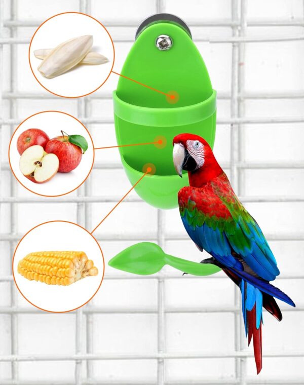 QWORK® 2Pcs Parrot Cuttlebone Holder with Perch Stand, Bird Feeder Station for Bird Food Supplies Vegetable Fruit Container - Image 5