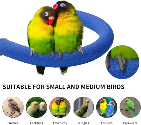 TeTupGa U Shape Parrot Perch Stand Pet Toy Bird Platform Sand Paw Grinding Clean Stick Cage Exercise Conure Budgie Cockatiel Accessories (Blue Small) - Image 4