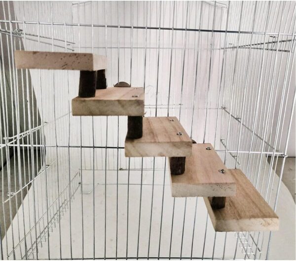 TeTupGa Natural Wooden Hamster Pet Cage Bird Platform Parrot Toy Climbing 5 Layers stair Ladder Accessories Bridge Springboard Training Tool - Image 3