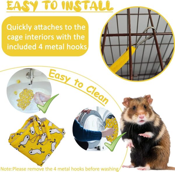 Pet Cage Hammock, 3-Layer Hamster Hanging Bed Plush Sugar Glider Cage Chinchilla Swing Nest Guinea Pig Nap Sack Warm Ferrets Hideout Accessories Toy for Small Animals Rat Rabbit Squirrel-M - Image 5