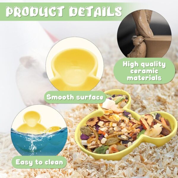 LuckyOpt Hamster Food Bowl, Cute Mouse Shape Ceramic Hamster Water Bowl Easy to Clean, Guinea Pig Bowl Feeding Dish for Small Animals, Hedgehog, Squirrels, Rodents, Sugar Glider (Yellow) - Image 2