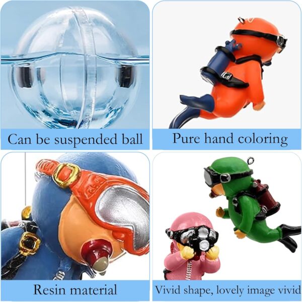 TRJROG 5Pcs Betta Fish Accessories, Fish Tank Decorations Fish Tank Accessories Fish Tank Aquarium Ornaments, Lovely Diver with Wire and Ball for All Aquariums and Fish Tanks Accessories. - Image 3