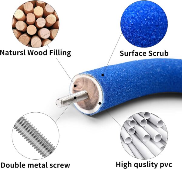 TeTupGa U Shape Parrot Perch Stand Pet Toy Bird Platform Sand Paw Grinding Clean Stick Cage Exercise Conure Budgie Cockatiel Accessories (Blue Small) - Image 5