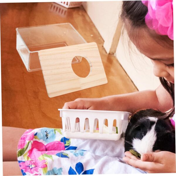 Yardwe 2pcs Guinea Fully Glass Household Supply Sand Delicate Chinchilla Bathroom Food Wooden Shower Cage Small Bathtub Animal Accessory Pet Room Bath Transparent Hamster Container - Image 5