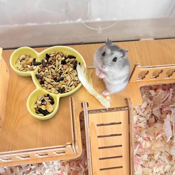 LuckyOpt Hamster Food Bowl, Cute Mouse Shape Ceramic Hamster Water Bowl Easy to Clean, Guinea Pig Bowl Feeding Dish for Small Animals, Hedgehog, Squirrels, Rodents, Sugar Glider (Yellow) - Image 6