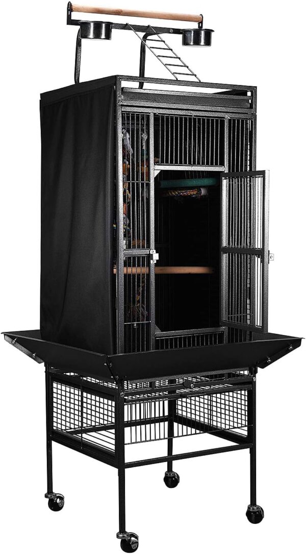Colorday Good Night Bird Cage Cover for Large Bird Cage with Play Top (61", Black) - Image 3