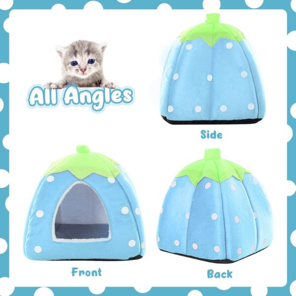 Kuoser Guinea Pig House Hamster Bed, Small Animal Pet Winter House Warm Nest, Non Slip Strawberry Hedgehog House with Removable Pad, Hideout Cage Cave Bed for Chinchilla Ferret Rabbit Gerbil - Image 4