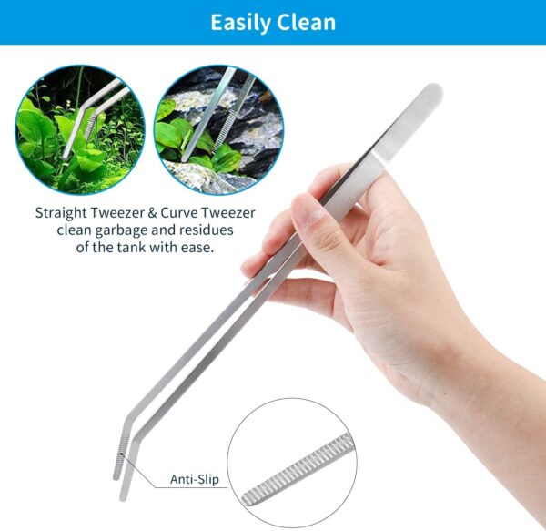 PETTOM Aquascaping Tool Set - Aquatic Plant Tweezer Scissor Substrate Spatula Aquarium Scraper 5 in 1 Stainless Steel Fish Tank Starter Kit & Aquarium Tank Plant Kit - Image 4