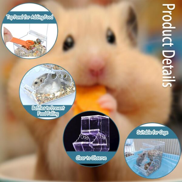 BenePoint Automatic Hamster Feeder, Clear Acrylic Automatic Pet Feeder Pet Food Dispenser, Hamster Food Bowl Guinea Pig Food Dispenser for Small Animal Feeding & Watering Supplies (S) - Image 3