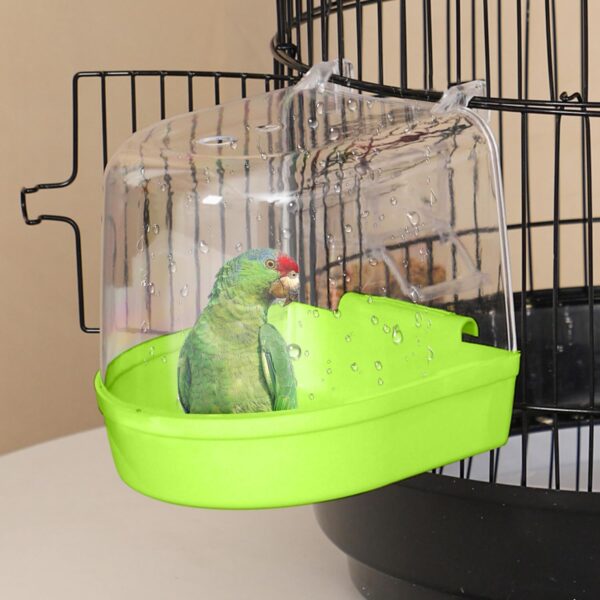 MEISH Bird Bath Tub Pet Bird Bath Box with Hooks Bird Cage Hanging Bathtub Bird Cage Accessory Supplies for Parrot Canary Budgies (Dark blue) - Image 5