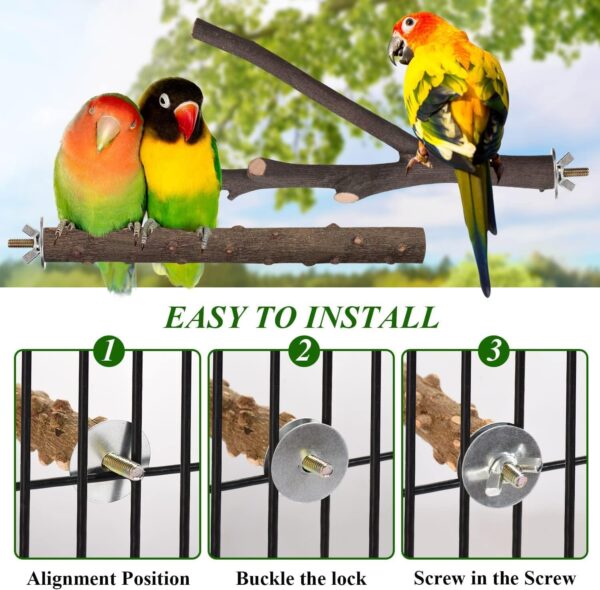 5Pcs Bird Perch Toys, Natural Wood Parrot Perch Perch Platform Cage accessories, Bird Cage Perch Chew Toys for Birds Such as Parrots - Image 3