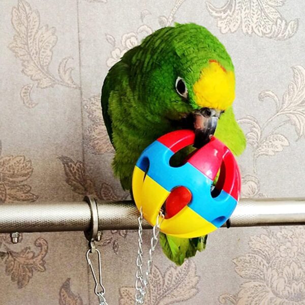 BIPY 14 PCS Bird Parrot Toys Cage Hanging Bell Ball Hammock Swing Ladder Toy Pet Bird Mirror Scooter Chewing Perches Wooden Toys for Parrots Parakeets Birds Finches Random Color - Image 5