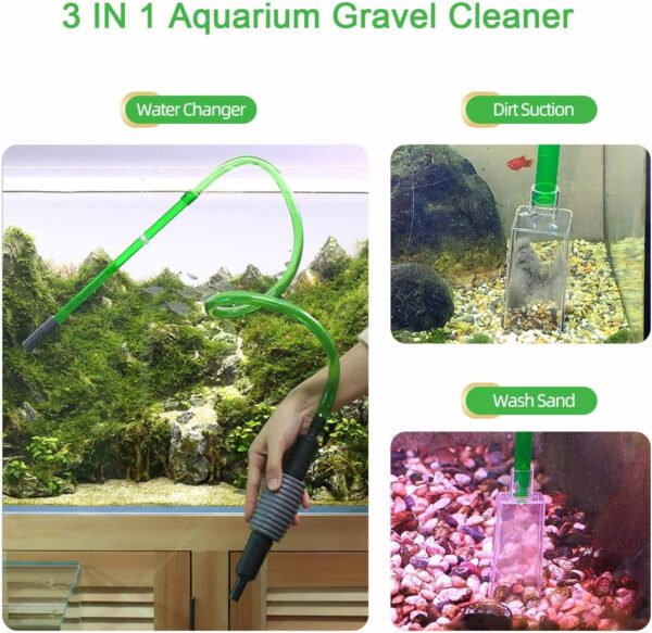 boxtech Fish Tank Water Changer Vacuum Siphon Kit, 3 in 1 Aquarium Siphon Gravel Cleaner Pump Sand Cleaner Kit for Drain and Replace Water - Image 2