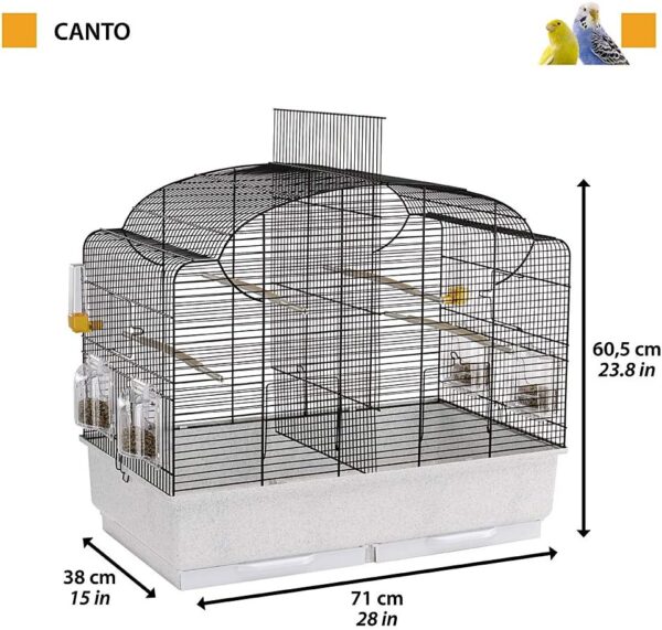 Ferplast Ferplast Bird Cage Canaries Cage CANTO Exotic Bird Cage, Reproduction Breeding Cage with Partition and Accessories, 71 x 38 xh 60.5 cm. - Image 2