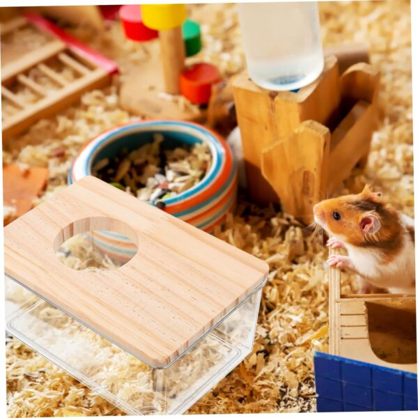 Yardwe 2pcs Guinea Fully Glass Household Supply Sand Delicate Chinchilla Bathroom Food Wooden Shower Cage Small Bathtub Animal Accessory Pet Room Bath Transparent Hamster Container - Image 8