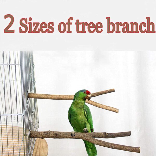 5 PCS Bird Parrot Perches for Cage 9.84 inches Natural Wood Perch Platform Stand for Parrots Birds Cage Parakeets Cockatiels Conures Cages Accessories (5 PCS) - Image 2