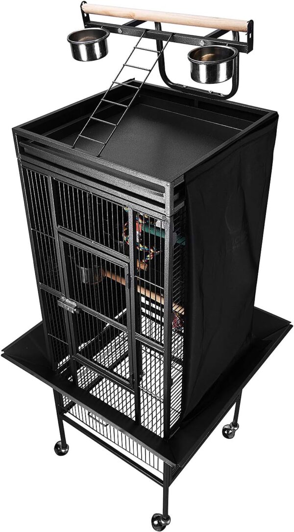 Colorday Good Night Bird Cage Cover for Large Bird Cage with Play Top (61", Black) - Image 4