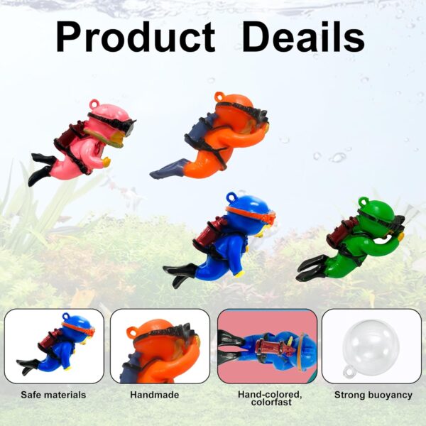 LZGOPE 4 PCS Fish Tank Decorations, Mini Fish Tank Decorations, Floating Diver Fish Tank Decorations with Water Globes and Fish Line, Resin Aquarium Accessories for Home Office Fish Tank Decorations - Image 4