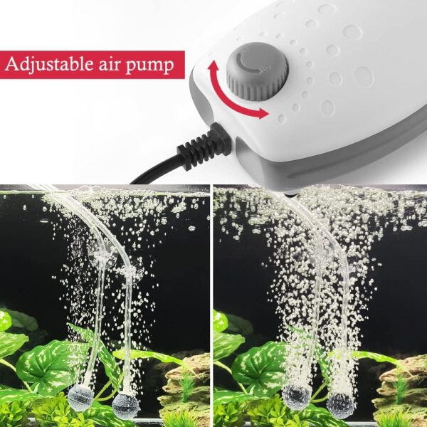 PYPABL 3W Aquarium Air Pump, 300L/H Silent Adjustable Fish Tank Bubbler, Powerfu Oxgen Pump for 1-450L Fish and Turtle Tank - Image 4